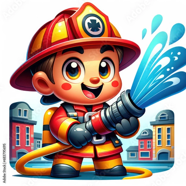 Fototapeta Firefighter cartoon