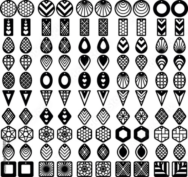 Obraz Set geometry earrings laser cut file, bundle, 50 designs