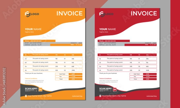 Fototapeta invoice vector template design. modern invoice template design. 