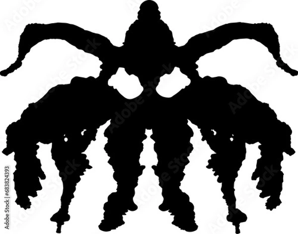Obraz A vector illustration of an inkblot in the vague shape of a monster with tentacles, or Cthulhu. A Rörschach test. Psychology, nightmares, phobias, halloween, monsters, lovecraft, literature,...
