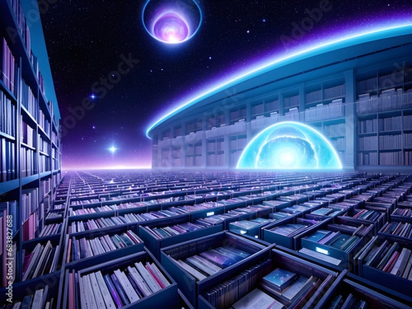 Fototapeta Cosmic Codex: Journey into the Celestial Library