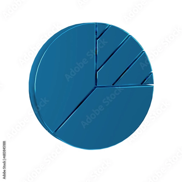 Fototapeta Blue Pie chart infographic icon isolated on transparent background. Diagram chart sign.