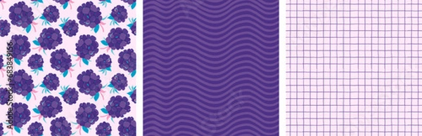 Obraz selection of purple prints for the kitchen. blackberry patterns with abstract lines and cells