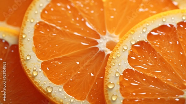 Fototapeta Bright, succulent orange flesh up-close; a great image for topics such as wellness, vitamins, eating right, slimming, summer, and revitalizing juices.