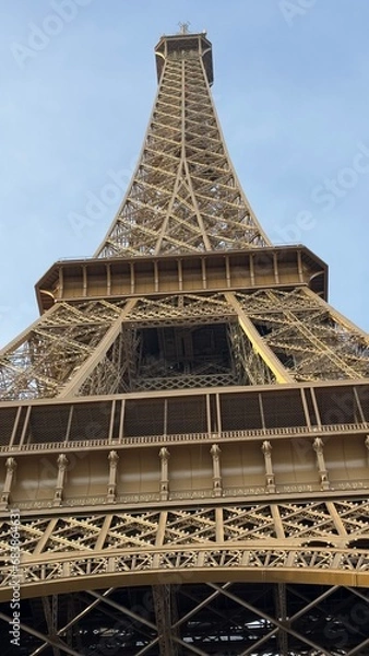 Fototapeta Eiffel tower close up in clear weather