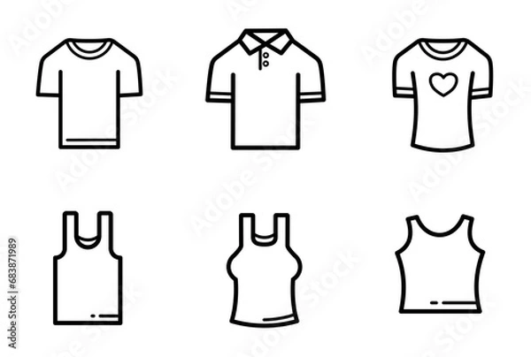 Fototapeta set of t-shirts and undershirts icons