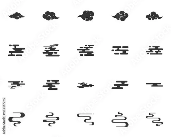 Fototapeta set of cloud icon, element, traditional