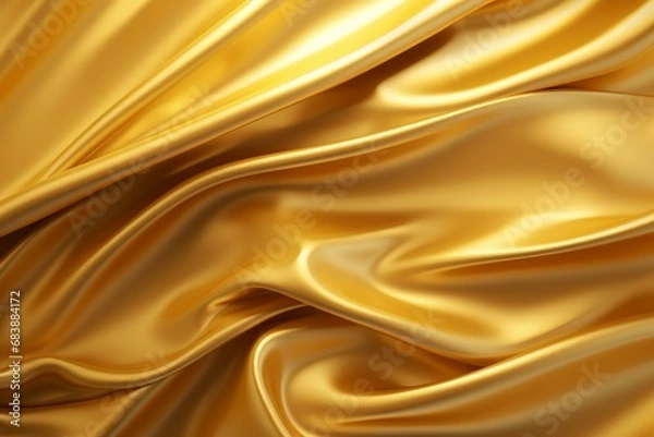 Fototapeta Shimmering Gold fabric satin background. Backdrop luxury. Generate Ai