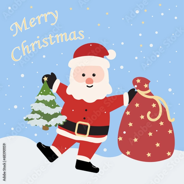 Obraz Santa Claus postcard drawing