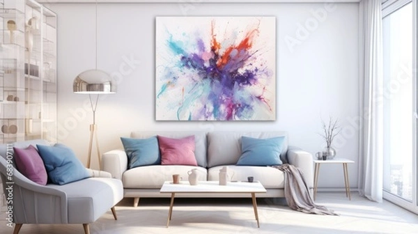 Fototapeta The abstract illustration showcased a captivating play between texture and watercolor, with fluid brush strokes depicting the gentle splash of water on the paper, creating a mesmerizing artwork