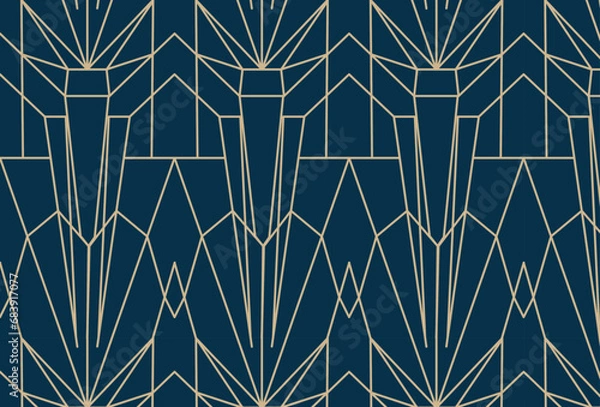 Obraz Art Deco Style, Trendy, Elegant, Retro, Modern Geometric Seamless Wallpaper, Texture Pattern Panel Design

Repeatable background in swatches panel.