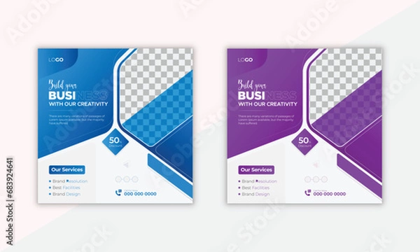 Fototapeta Social media post design template collection for marketing. social media post banner template.
