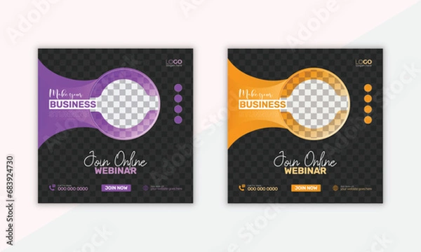 Fototapeta Professional Business Webinar Presentation Layout for Social Media Post. Business social media post banner template.