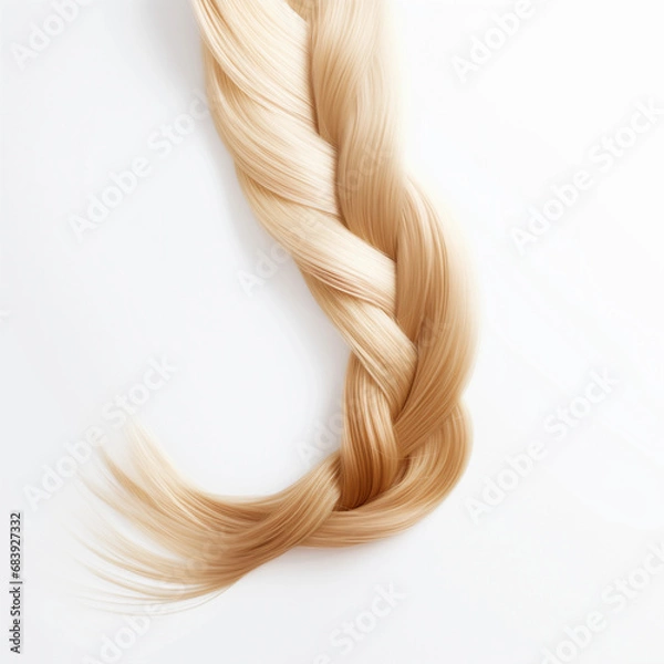 Obraz elegant twisted blonde braid on a clean white background