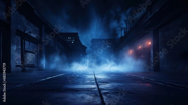 Fototapeta The asphalt floor and studio room with smoke float up the interior