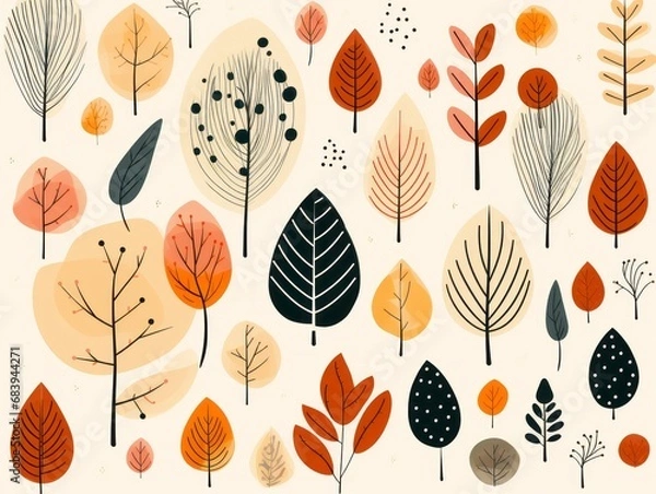 Fototapeta Experience the Vibrant Magic of Fall with Our Exclusive Autumn Leaves & Trees Vector Design Generative AI