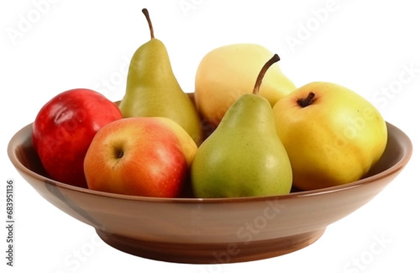 Obraz Apples and pears in a bowl transparent isolated png