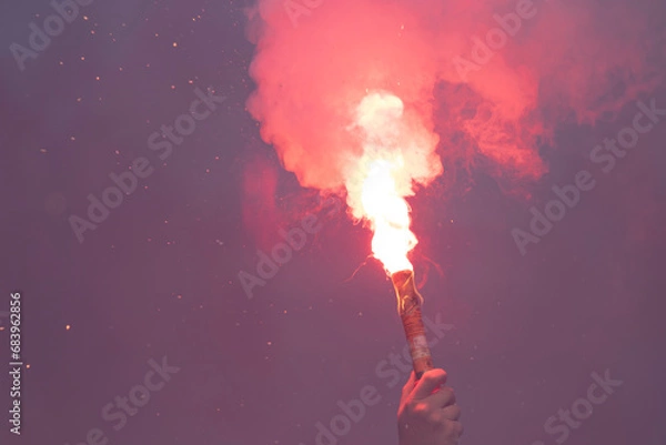 Obraz Fire torch from a football supporter