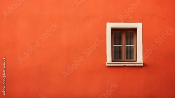 Fototapeta  a red building with a white window and a white trim on the outside of the window and a white trim on the inside of the outside of the window.