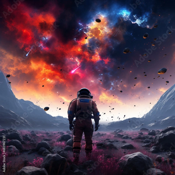 Fototapeta space art landscape colorful from alien planet