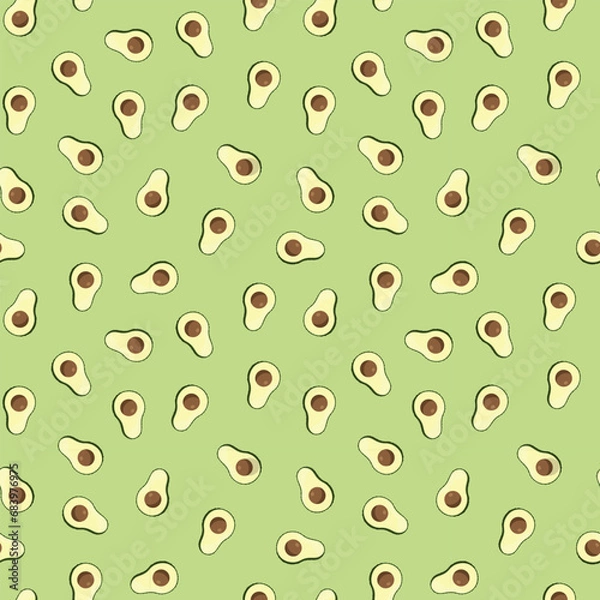 Fototapeta Avocado seamless pattern. Vegan organic eco fruit background. vector illustration.