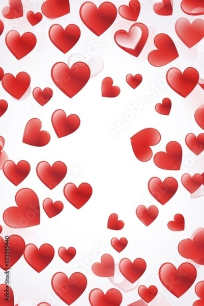 Fototapeta Valentine's Day background with red hearts. 3d rendering