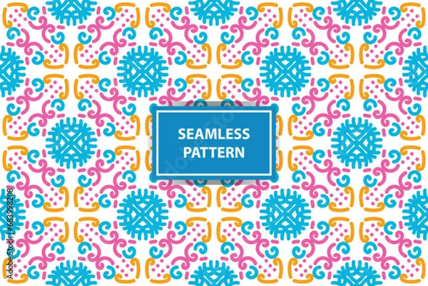 Fototapeta oriental pattern. White, blue, orange and pink background with Arabic ornaments. Patterns, backgrounds and wallpapers for your design. Textile ornament. Vector illustration.