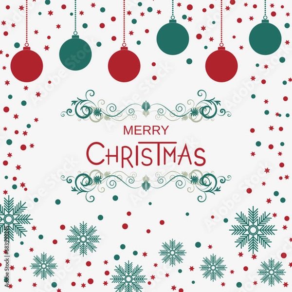 Fototapeta Merry Christmas and Happy New Year retro style vector illustration