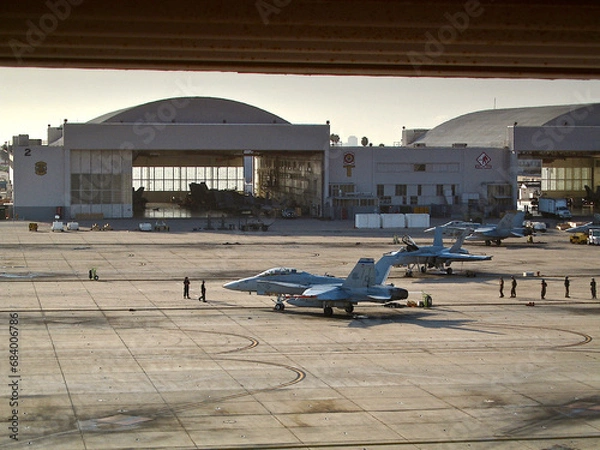 Obraz fighter jets and hangar