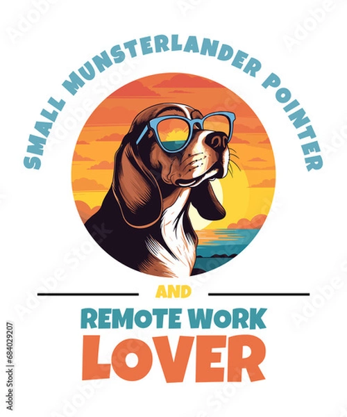 Obraz Small Munsterlander Pointer And Remote Work Lover