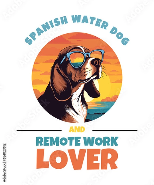 Obraz Spanish Water Dog And Remote Work Lover