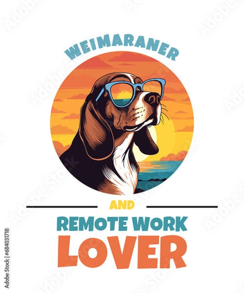 Fototapeta Weimaraner And Remote Work Lover