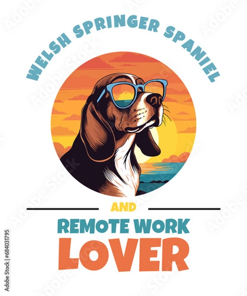 Obraz Welsh Springer Spaniel 2 And Remote Work Lover