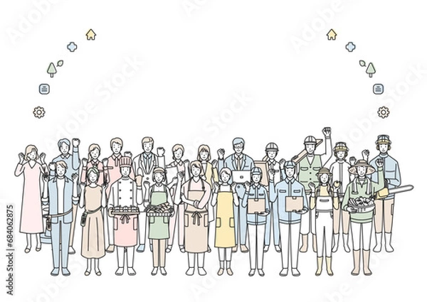 Obraz ガッツポーズの色々な職業の人たちのフレーム