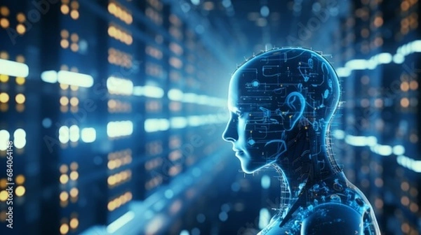 Fototapeta AI intelligence smart city