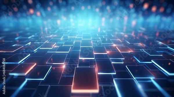 Fototapeta abstract blue background with transparent cube 