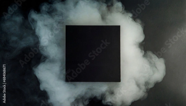 Obraz Thick white smoke floating behind the black square 