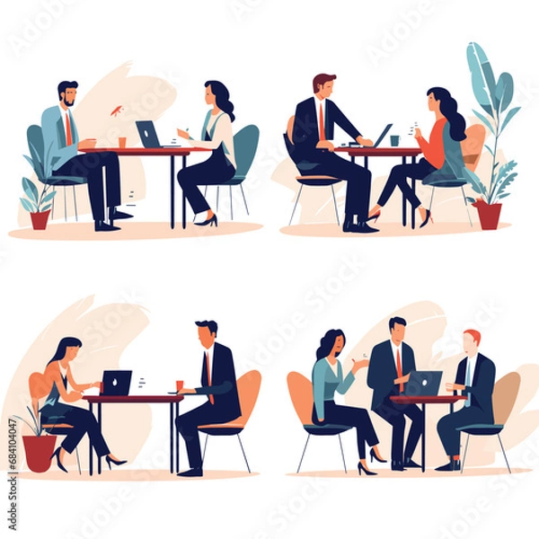 Fototapeta Business meeting set design illustration