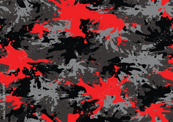 Fototapeta Grunge camouflage texture seamless pattern. Abstract modern endless military camo background for fabric and fashion textile print. Vector illustration.