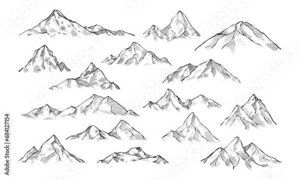 Obraz mountain sketch handdrawn illustration engraving
