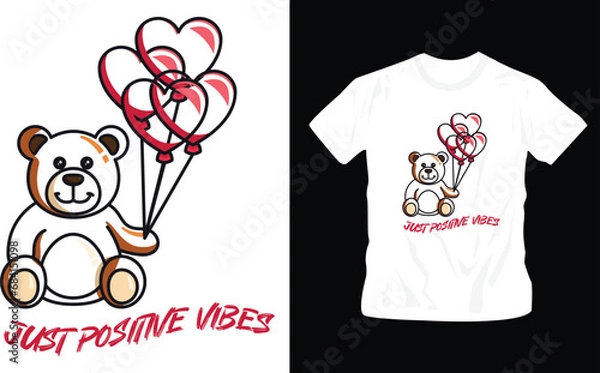 Obraz Retro urban style outlined smiling teddy bear drawing and cool slogan text. Vector illustration design for fashion graphics, t shirt prints.