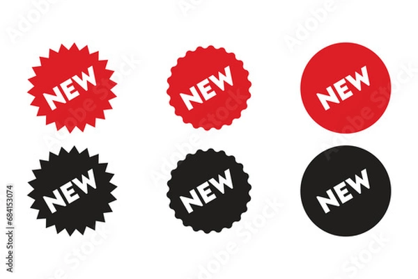 Fototapeta New feature or new product badge icon set, New product label for web, app and packaging