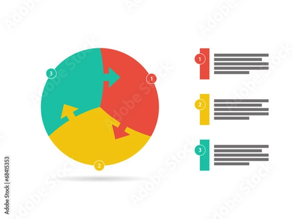 Fototapeta Three sided arrow puzzle flat business diagram vector