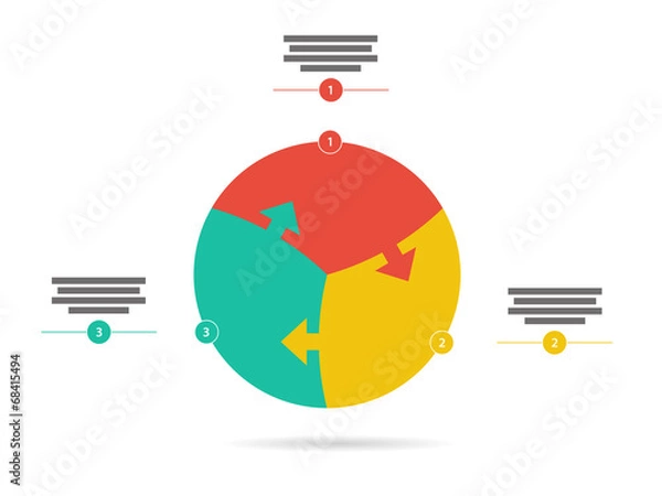 Fototapeta Three sided flying text field flat arrow diagram vector