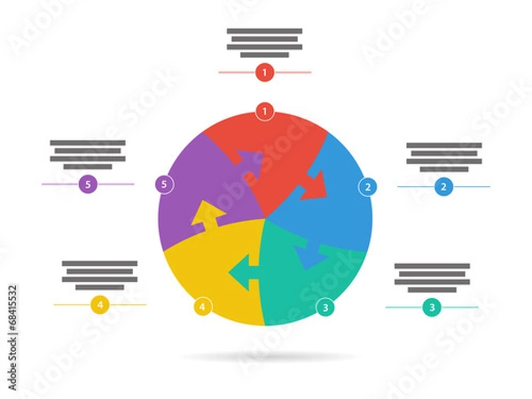 Fototapeta Five sided flying text field flat arrow diagram vector