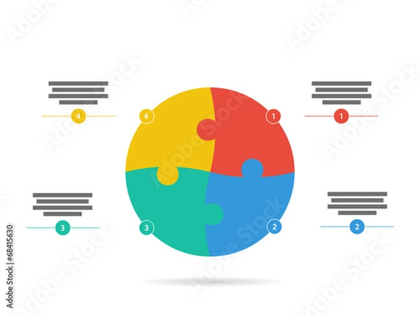 Fototapeta Four sided flying text field flat puzzle diagram vector