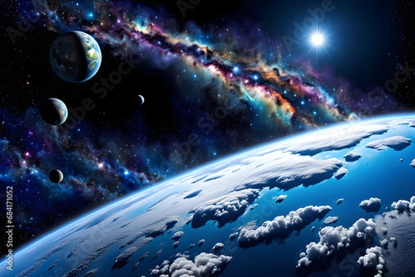 Fototapeta The Space with Our Planet. Generative AI