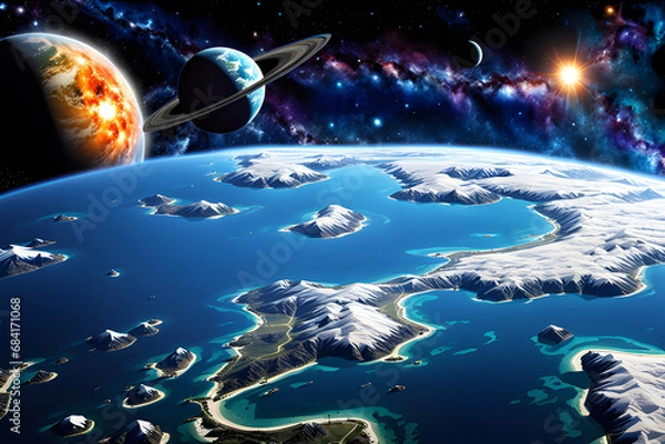 Fototapeta The Space with Our Planet. Generative AI