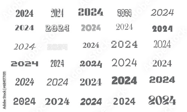 Obraz 2024 New Year Vector 30 Font Style