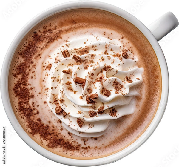 Fototapeta  Hot Chocolate Isolated on Transparent Background, Top View